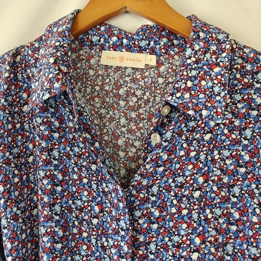 Authentic TORY BURCH Gigi Shirt dress in Hudson Blue Linosa Sz 10 $395 - Picture 11 of 14
